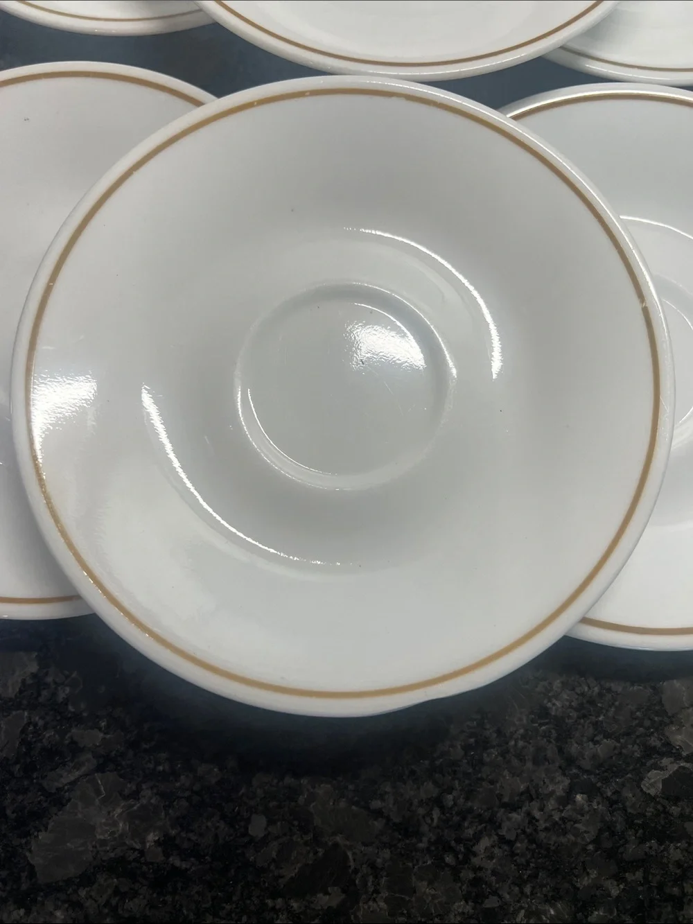 Corelle Indian Summer Classic White Saucer Set with brown Rim - Pack of 6